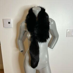 Luxurious Long Black genuine Fur Scarf❤️Black fox